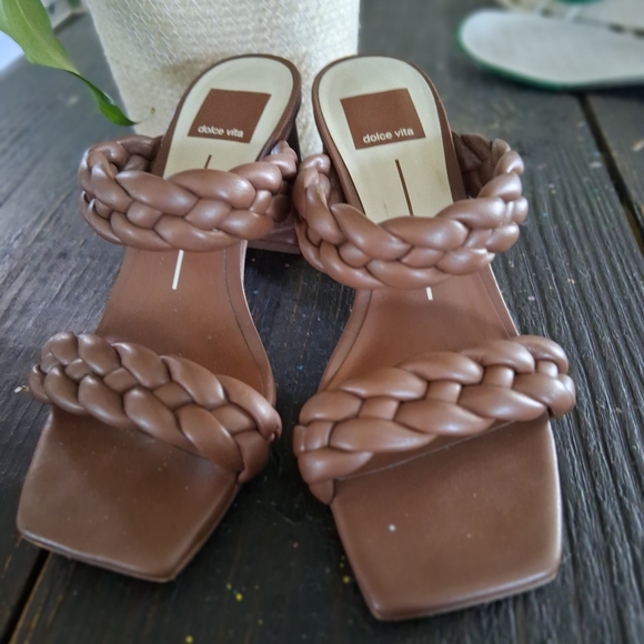 Dolce Vita Chocolate Braided Heels - Picture 2 of 7